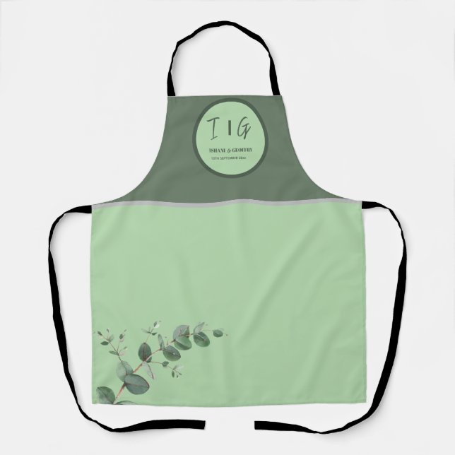 Tablier Feuilles d'Eucalyptus Verdure Mariage (Recto)