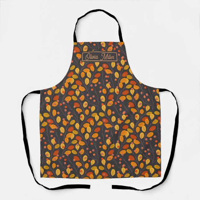 Tablier Feuilles et baies d'automne sur mesure (Recto)