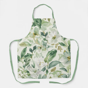 Tablier Feuilles florales aquarelle verte botanique Nature