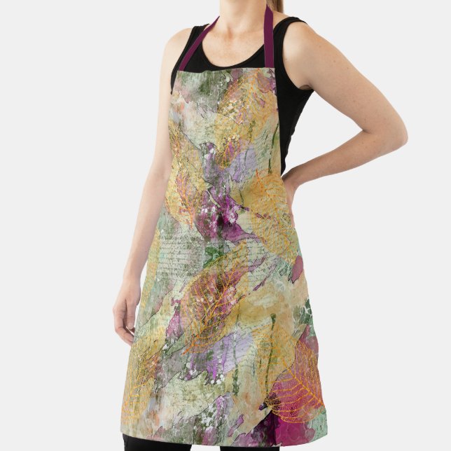 Tablier Feuilles Gold Orange Fall Leaf sur la page de déco (Insitu)