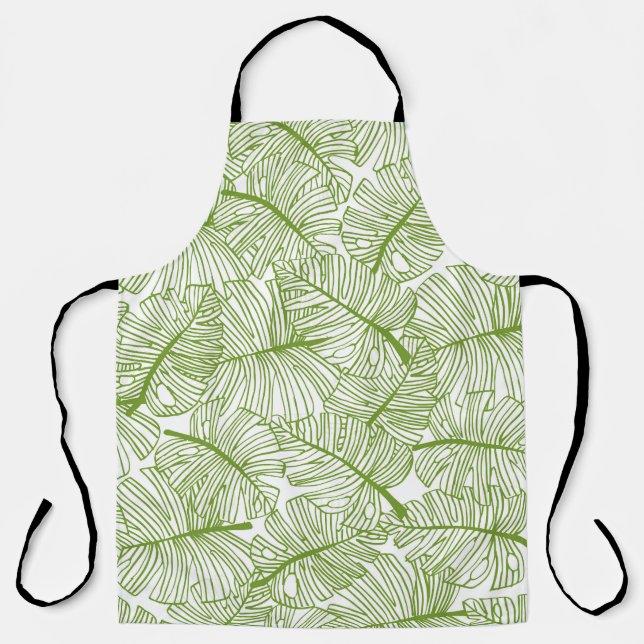 Tablier Feuilles Monstera, design floral sans soudure. (Recto)