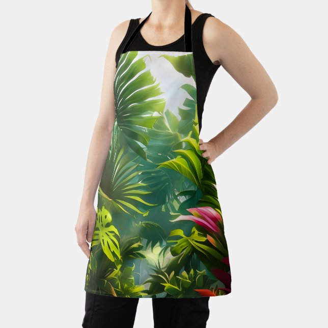Tablier Feuilles tropicales colorées et fleurs d'Hibiscus  (Insitu)