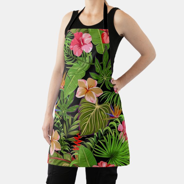 Tablier Feuilles tropicales colorées et fleurs d'Hibiscus  (Insitu)