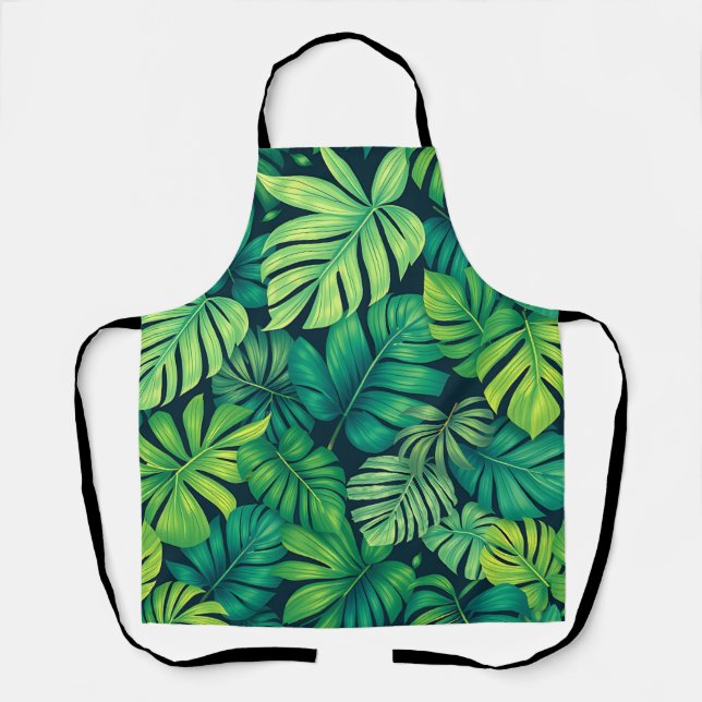Tablier Feuilles Tropicales de Monstera Motif Jungle (Recto)