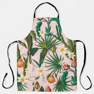 Tablier Feuilles tropicales, fleur, motif de fruits.