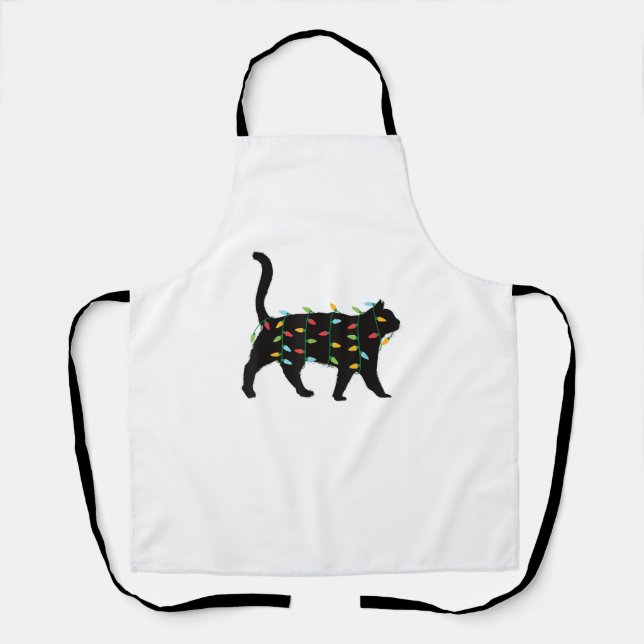 Tablier Feux de Noël de chat Cadeau de Noël pour Amour ani (Recto)