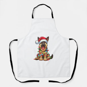 Tablier Feux de Noël du chien berger allemand Santa Hat Xm