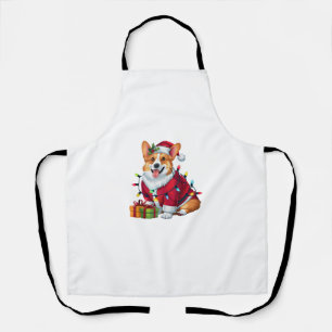 Tablier Feux de Noël Père Noël Welsh Corgi Chien Noël