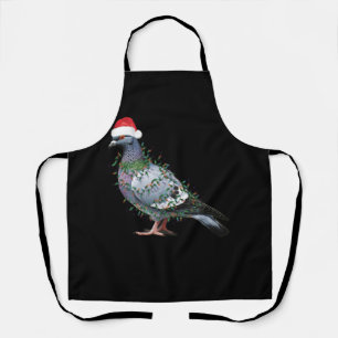 Tablier Feux de Noël Pigeon portant Noël Chapeau de Noël C