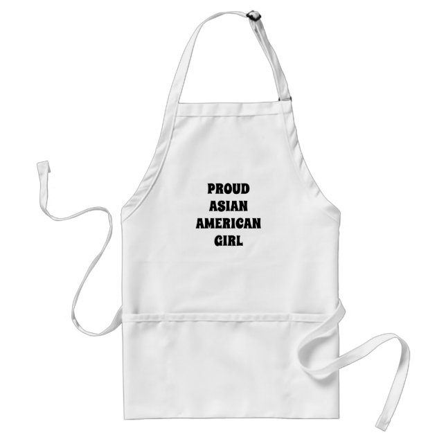 Tablier Fier Asiatique Américaine Fille noir blanc typogra (Devant)