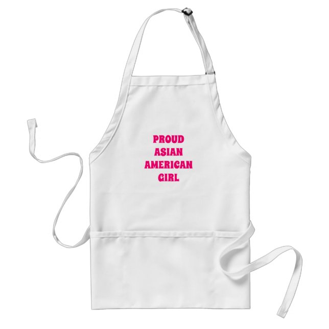 Tablier Fier Asiatique Américaine Fille rose chaud typogra (Devant)