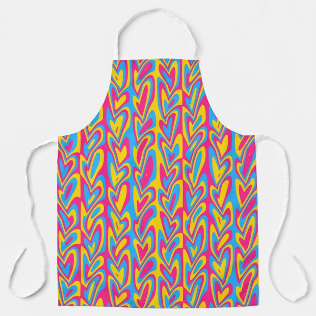 Tablier Fière de la pansexualité groovy trippy squiggly qu (Recto)