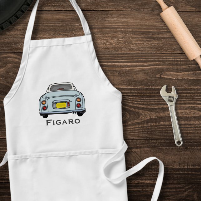 Tablier Figarations Cute Pale Aqua Blue Figaro Nom Apron (A pale aqua figaro apron perfect for the kitchen or garage. Add your name!)