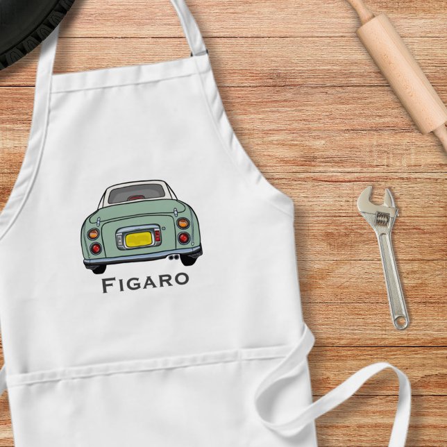 Tablier Figarations Jote Green Figaro Nom de voiture (A emerald green figaro apron perfect for the kitchen or garage. Add your name!)