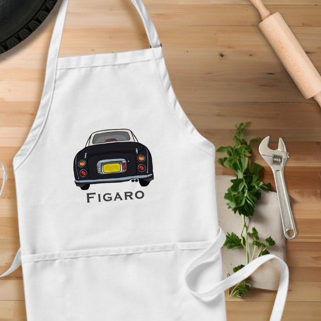 Tablier Figarines Nom Black Figaro Voiture Garage Apron (A black figaro apron perfect for the kitchen or garage. Add your name!)