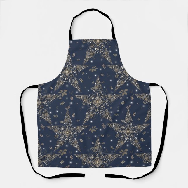 Tablier Filigrane étoilé céleste élégant - Bleu (Recto)