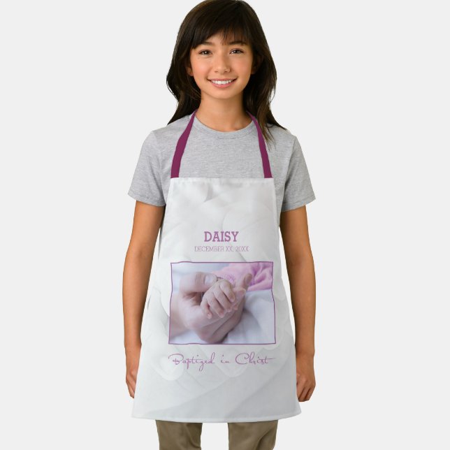 Tablier Fille Baptême Félicitations pour Baby Personnalisé (Insitu)