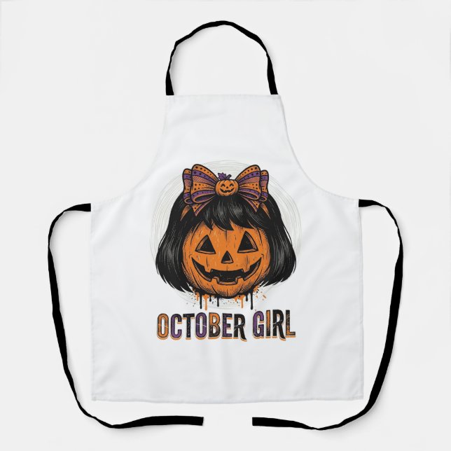 Tablier Fille d'octobre Citrouille Arc Halloween Vector De (Recto)