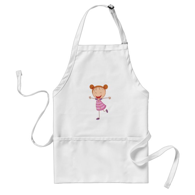 Tablier Fille heureuse aux cheveux roux en chignons, dessi (Devant)