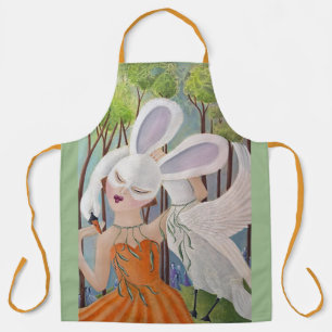 Tablier Fille lapin et cygne, Art fantaisiste