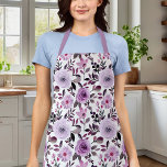 Tablier Fille Lavande violet Rose Aquarelle Florale<br><div class="desc">Fille Lavande violette Rose Aquarelle Florale Apron</div>