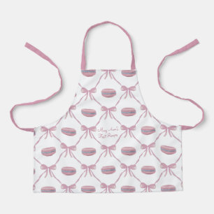 Tablier Fille Macarons roses personnalisés Ruban Coquette