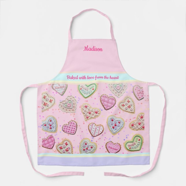 Tablier Fille mère Coeur personnalisé Cookies Pastel Apron (Recto)