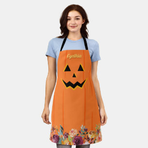 Tablier Fille mûre Jack O' Lantern Citrouille Automne Flo