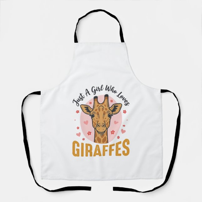 Tablier Fille qui aime les girafes Dessin de gravure vinta (Recto)