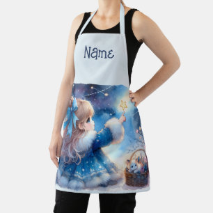 Tablier Fille rêveuse contemplant les étoiles à l'aquarell