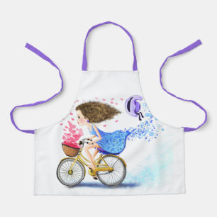 Tablier Fille Sur Un Vélo Apron Don Amour Romantique