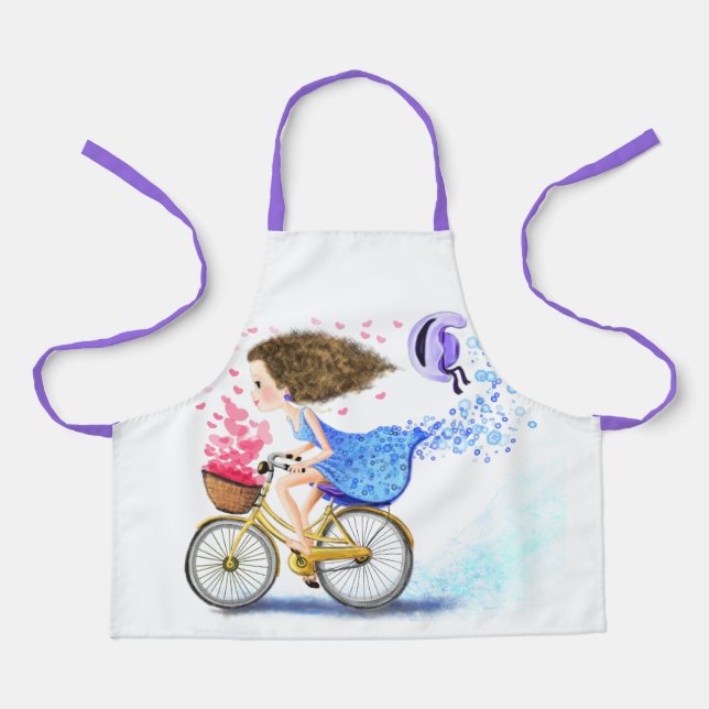 Tablier Fille Sur Un Vélo Apron Don Amour Romantique (Recto)