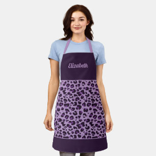 Tablier Fille tendance empreinte de léopard violette avec