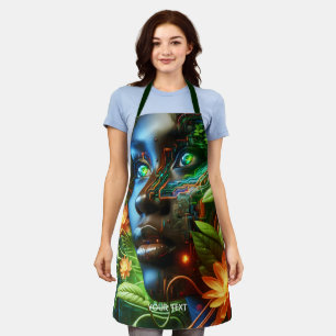 Tablier Fille verte orange fantaisiste mignonne