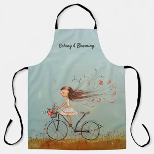 Tablier Fille Vintage sur un Vélo Floral Personnalisé
