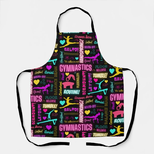 Tablier Filles colorées Gymnastique Glossaire Typographie (Recto)