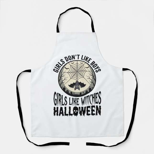 Tablier Filles comme sorcières Halloween Design Vector Vin (Recto)