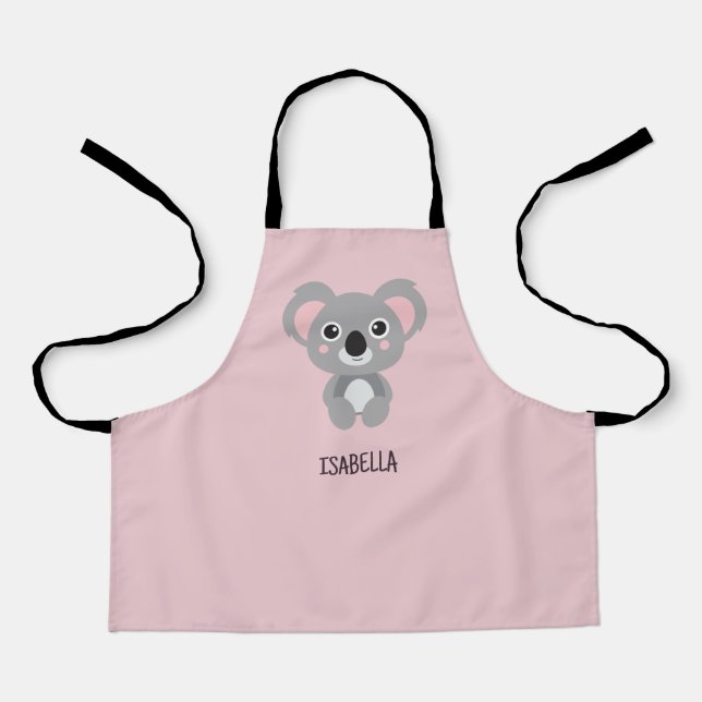 Tablier Filles Koala Rose Cute Personnalisées (Recto)