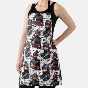 Tablier Filles Ninja Anime avec motif de texte Design