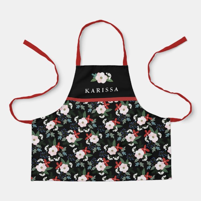 Tablier Filles Noël Floral Nom (Recto)