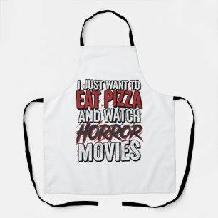 Tablier Films d'horreur de pizza Typographie vintage Hallo