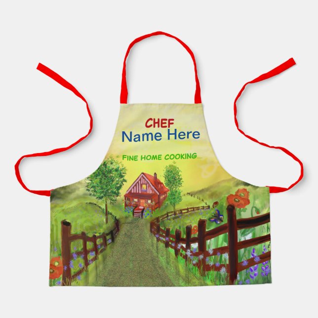 Tablier Fine Home Cuisine Chef (Nom Ici) Enfants (Recto)