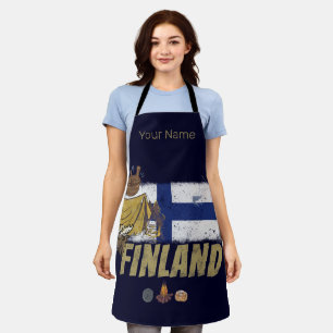 Tablier Finlande Moose Vintage Drapeau Tente Rétro Souveni
