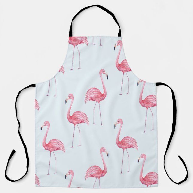 Tablier Flamant rose aquarelle, pastel arrière - plan sans (Recto)