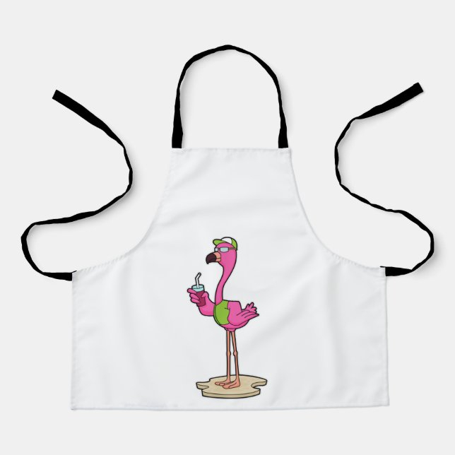 Tablier Flamant rose avec Lunettes de soleil & Casquette (Recto)