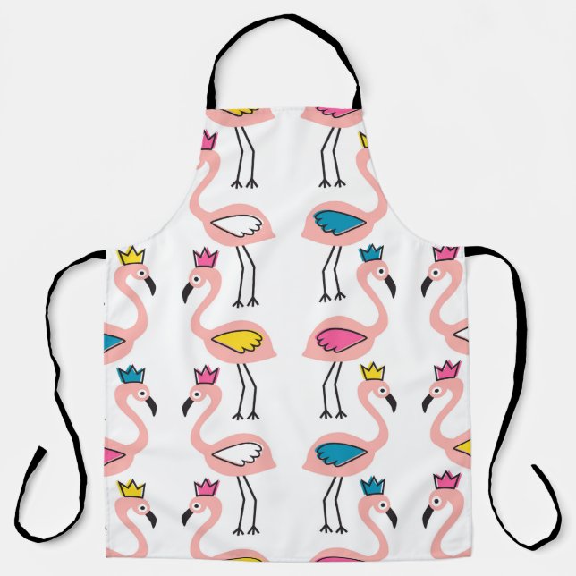 Tablier Flamant rose avec motif sans soudure couronne. (Recto)