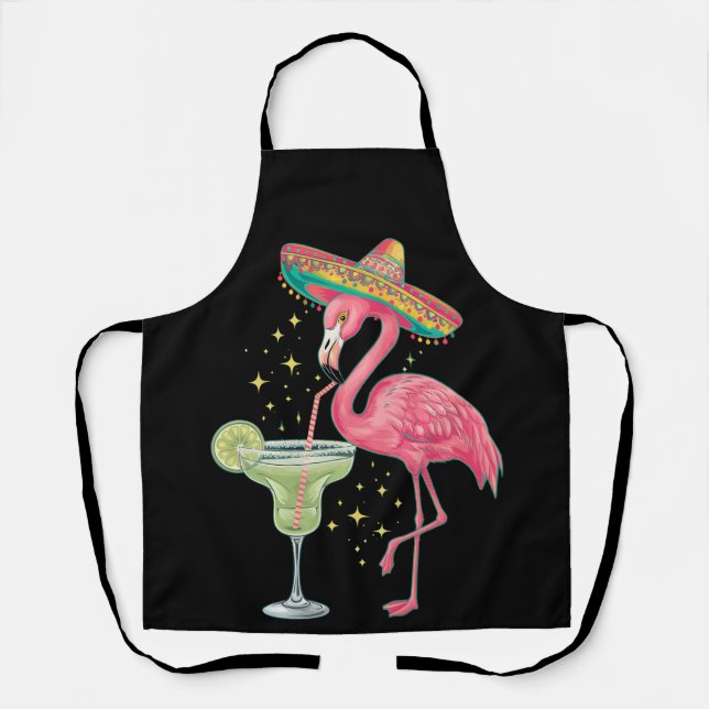 Tablier Flamant rose Boire Margarita Funny Poncho mexicain (Recto)