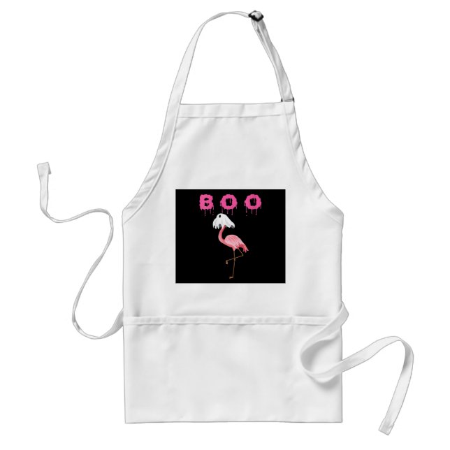 Tablier Flamant rose Boo Ghost - Flamant rose Halloween (Devant)