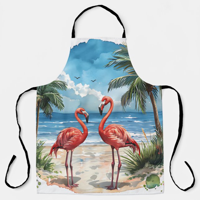 Tablier Flamant rose de l'île tropicale (Recto)