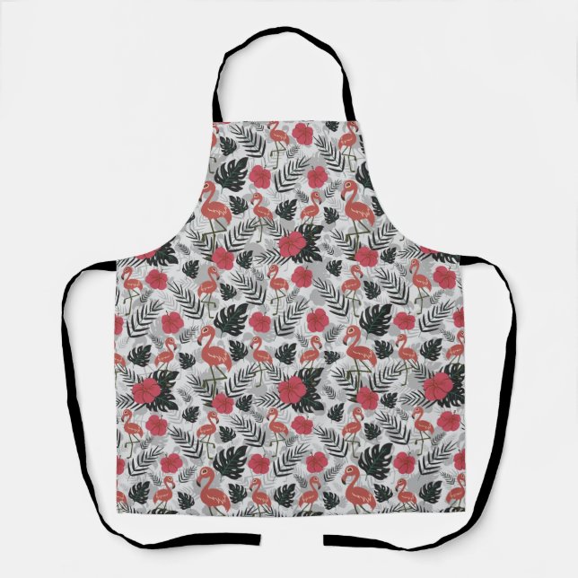 Tablier Flamant rose motif sans couture avec arrière - pla (Recto)